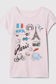 Футболка с круглым вырезом и короткими рукавами (4 13 лет) Gap, розовый