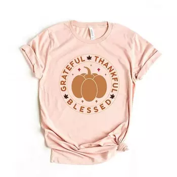 Футболка с круглым вырезом и короткими рукавами с графическим рисунком Grateful Спасибо Blessed Simply Sage Market, цвет Blush