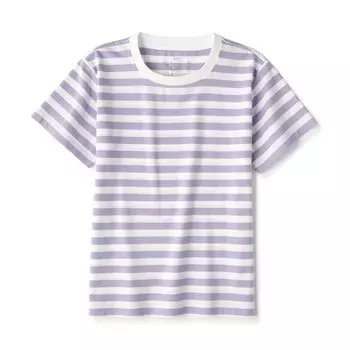 Футболка с круглым вырезом и короткими рукавами (детская) MUJI, лавандовая граница