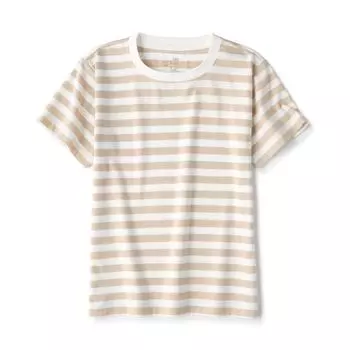 Футболка с круглым вырезом и короткими рукавами (детская) MUJI, светло-бежевая кайма