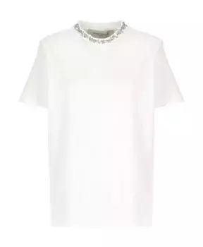 Футболка с круглым вырезом и кристаллами Golden Goose, белый