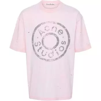 Футболка с круглым вырезом и логотипом Acne Studios, светло-розовый