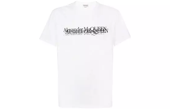 Футболка с круглым вырезом и логотипом Alexander Mcqueen, белый
