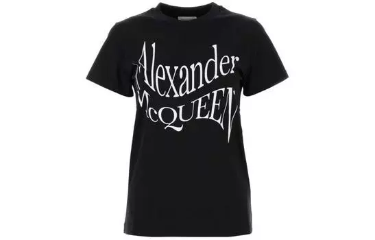 Футболка с круглым вырезом и логотипом Alexander McQueen, черный