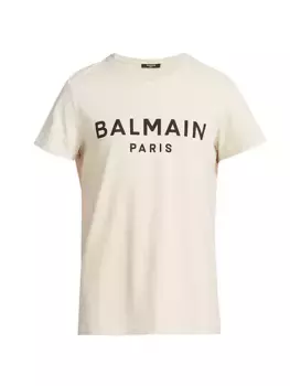 футболка с круглым вырезом и логотипом Balmain, слоновая кость