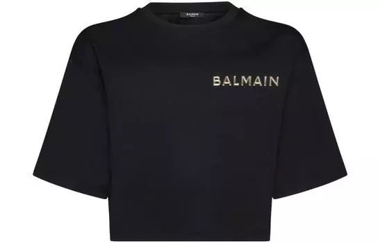 Футболка с круглым вырезом и логотипом BALMAIN, черный
