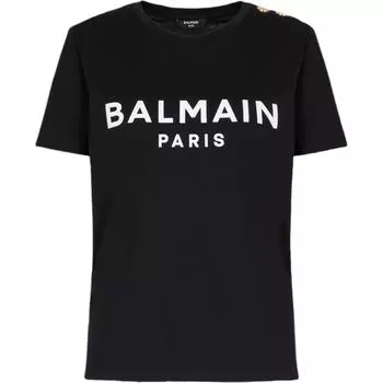 Футболка с круглым вырезом и логотипом BALMAIN, черный