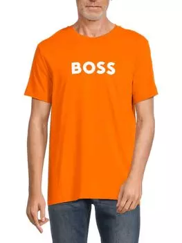 Футболка с круглым вырезом и логотипом Boss, оранжевый