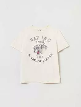 Футболка с круглым вырезом и логотипом бруклинского цирка Gap, цвет ivory white