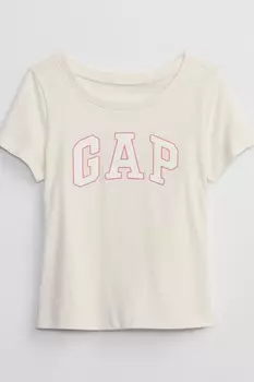 Футболка с круглым вырезом и логотипом (для новорожденных до 5 лет) Gap, белый