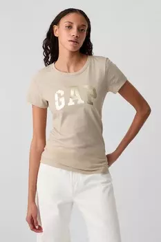 Футболка с круглым вырезом и логотипом Gap, коричневый