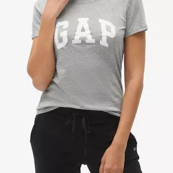 Футболка с круглым вырезом и логотипом Gap, серый