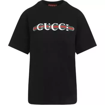 Футболка с круглым вырезом и логотипом GUCCI, черный