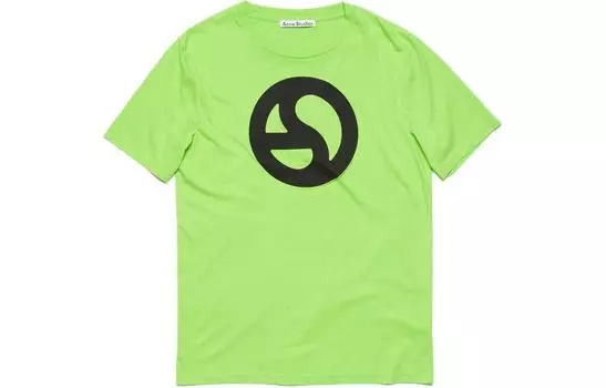 Футболка с круглым вырезом и логотипом Эвереста Acne Studios, ярко-зеленый