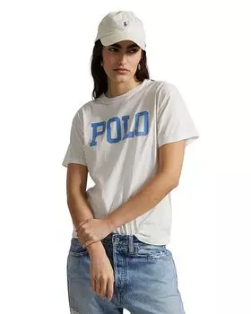 Футболка с круглым вырезом и логотипом Lauren Ralph Lauren из хлопкового джерси Ralph Lauren, слоновая кость/кремовый