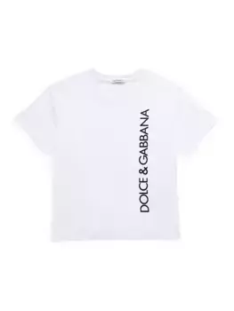 Футболка с круглым вырезом и логотипом Little Boy's & Boy's Dolce&Gabbana, белый