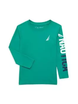 Футболка с круглым вырезом и логотипом Little Boy Nautica, цвет Green Lake