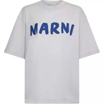 Футболка с круглым вырезом и логотипом MARNI, белый