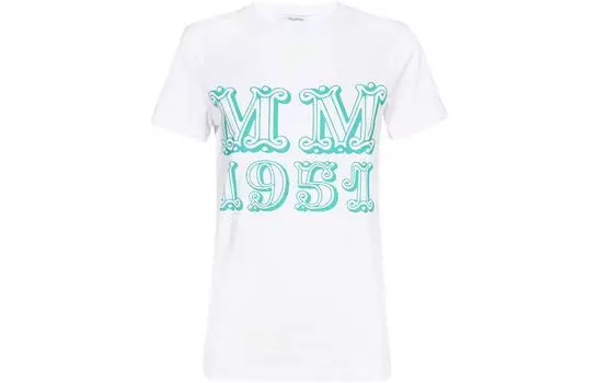 Футболка с круглым вырезом и логотипом MaxMara, белый