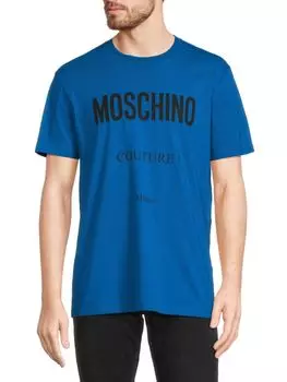 Футболка с круглым вырезом и логотипом Milano Moschino, синий