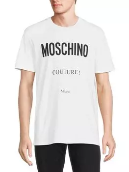 Футболка с круглым вырезом и логотипом Milano Moschino, белый