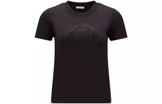 Футболка с круглым вырезом и логотипом Moncler, черный