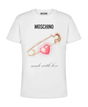Футболка с круглым вырезом и логотипом Moschino, белый