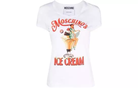Футболка с круглым вырезом и логотипом MOSCHINO, белый