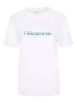 Футболка с круглым вырезом и логотипом Rabanne, белый