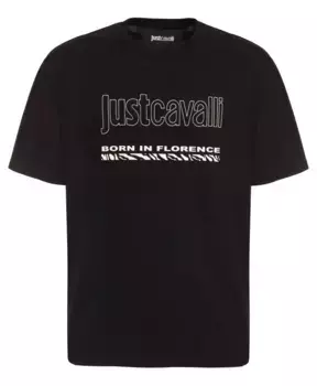Футболка с круглым вырезом и логотипом Roberto Cavalli, черный