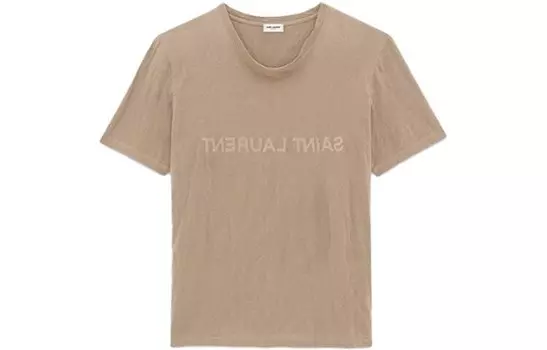 Футболка с круглым вырезом и логотипом Saint Laurent, коричневый