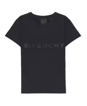 Футболка с круглым вырезом и логотипом со стразами Givenchy, черный