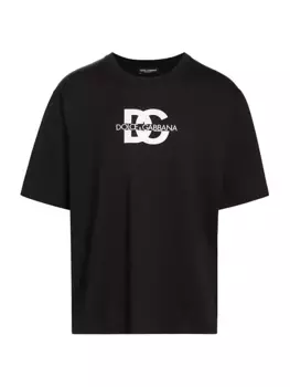 Футболка с круглым вырезом и логотипом Stamp Logo Dolce&Gabbana, цвет nero