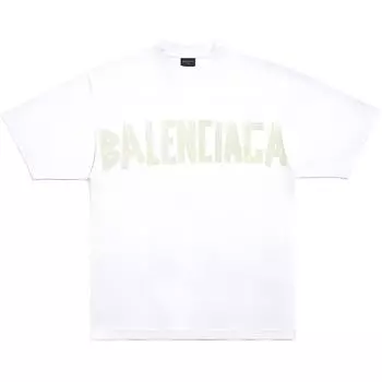Футболка с круглым вырезом и логотипом Tape Balenciaga, белый