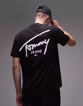 Футболка с круглым вырезом и логотипом Tommy Jeans Signature черного цвета