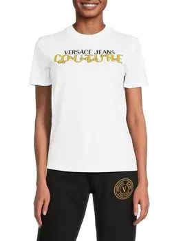 Футболка с круглым вырезом и логотипом Versace, цвет White Gold