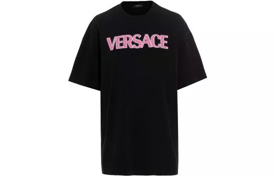 Футболка с круглым вырезом и логотипом VERSACE, черный