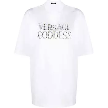 Футболка с круглым вырезом и логотипом VERSACE, белый