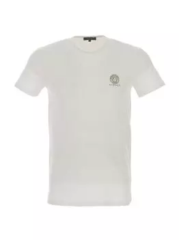 Футболка с круглым вырезом и логотипом Versace, белый