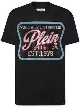 Футболка с круглым вырезом и нашивкой-логотипом Philipp Plein, черный