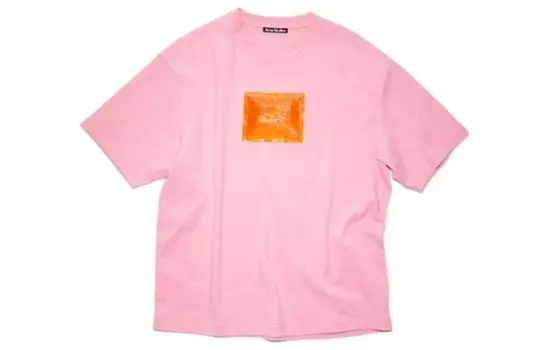 Футболка с круглым вырезом и нашивкой-логотипом Acne Studios, Bubble Gum Pink