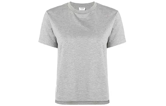 Футболка с круглым вырезом и нашивкой-логотипом THOM BROWNE, серый