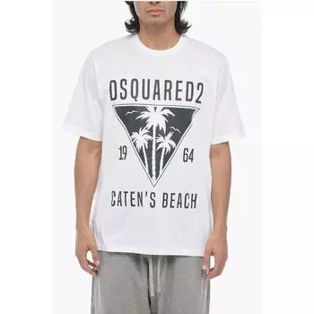 Футболка с круглым вырезом и переливающимся принтом Dsquared2, White