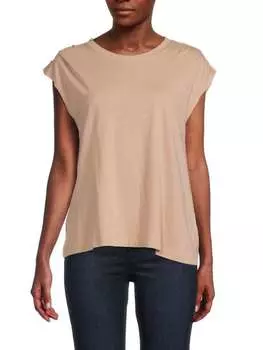 Футболка с круглым вырезом и плиссированными плечами Splendid Travertine