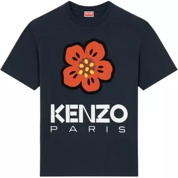 Футболка с круглым вырезом и принтом «Боке-Цветок» Kenzo, синий
