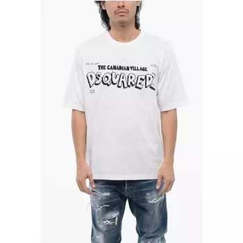 Футболка с круглым вырезом и принтом CANADIAN VILLAGE спереди Dsquared2, White