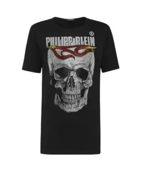 Футболка с круглым вырезом и принтом «Хрустальный череп» Philipp Plein, черный