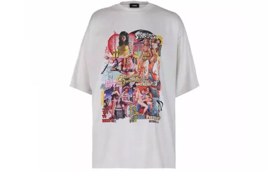 Футболка с круглым вырезом и принтом «Коллаж из фильмов» We11Done, белый