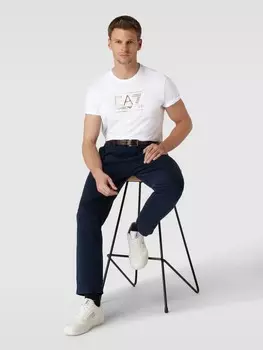 Футболка с круглым вырезом и принтом-лейблом EA7 Emporio Armani, белый