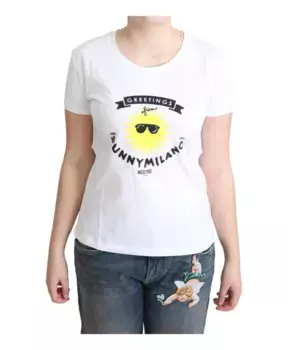 Футболка с круглым вырезом и принтом Milano Moschino, белый